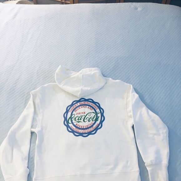 Material girl sweatshirt/hoodie Coca Cola graphic on back kangaroo pockets USED - Picture 3 of 11